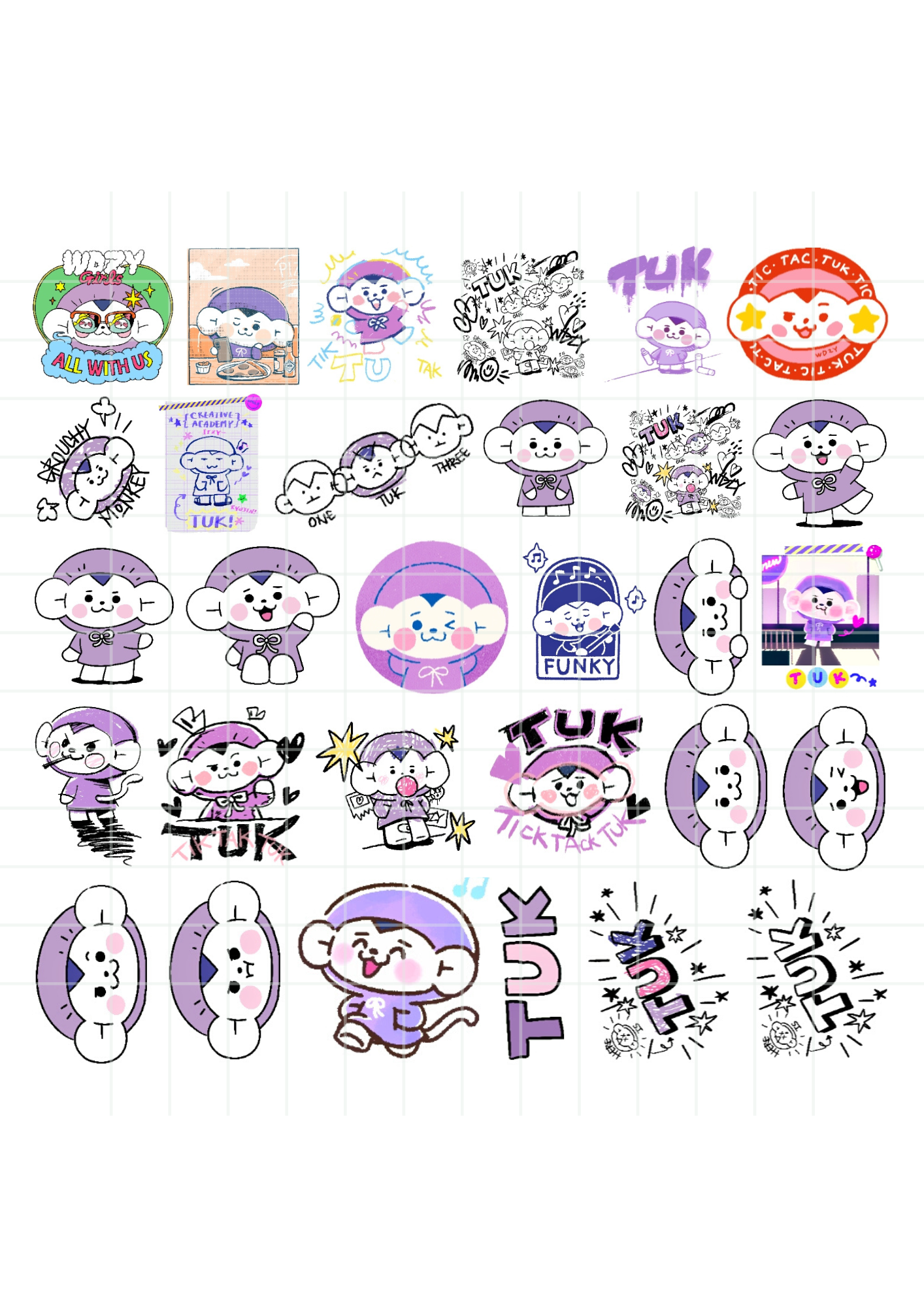 100/50/15 pcs ITZY WDZY Graffiti Deco Stickers Hatt Lya Tuk Chung-ee ...