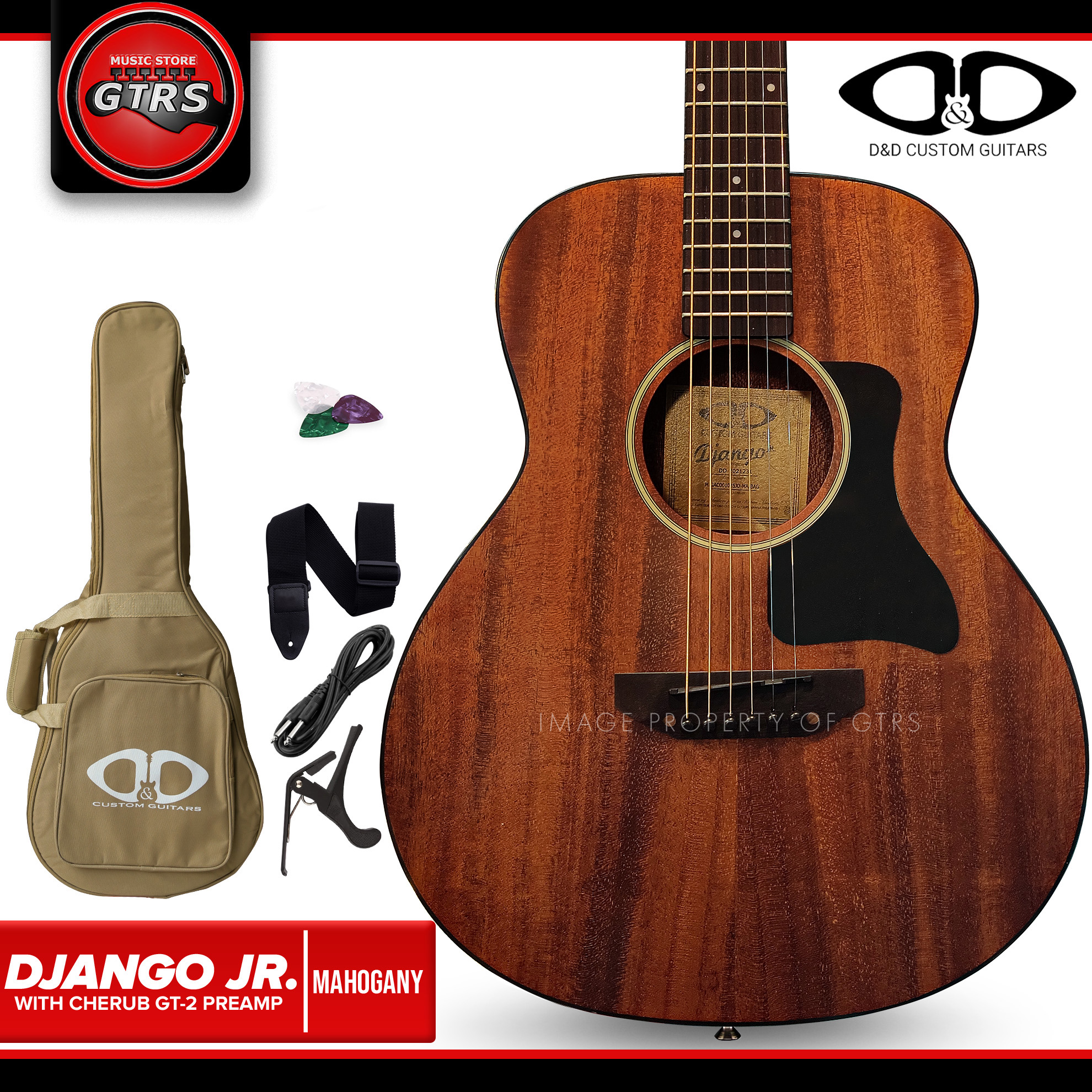 D&D Django Jr. Acoustic Guitar with Cherub GT2 Pickup with Tuner FREE