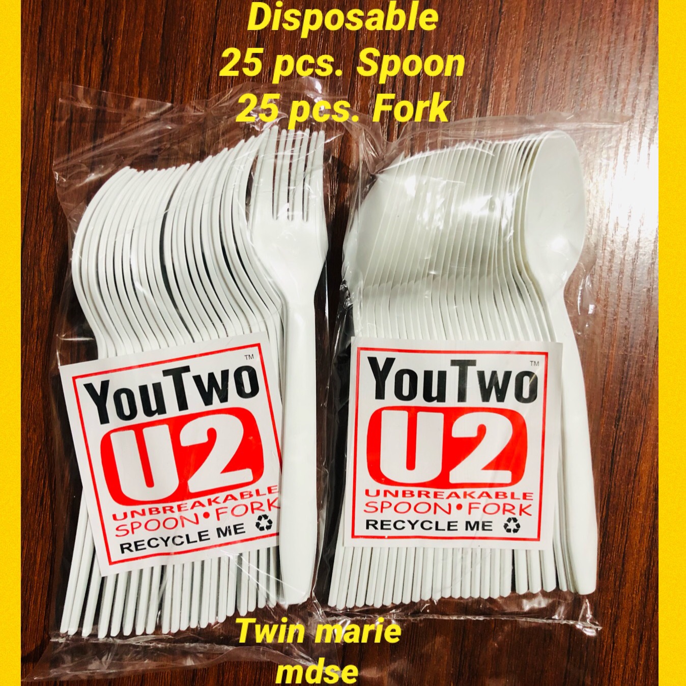DISPOSABLE Plastic SPOON and FORK (50 pieces) WELL PACK AND SEALED (25 pieces spoon) (25 pieces
