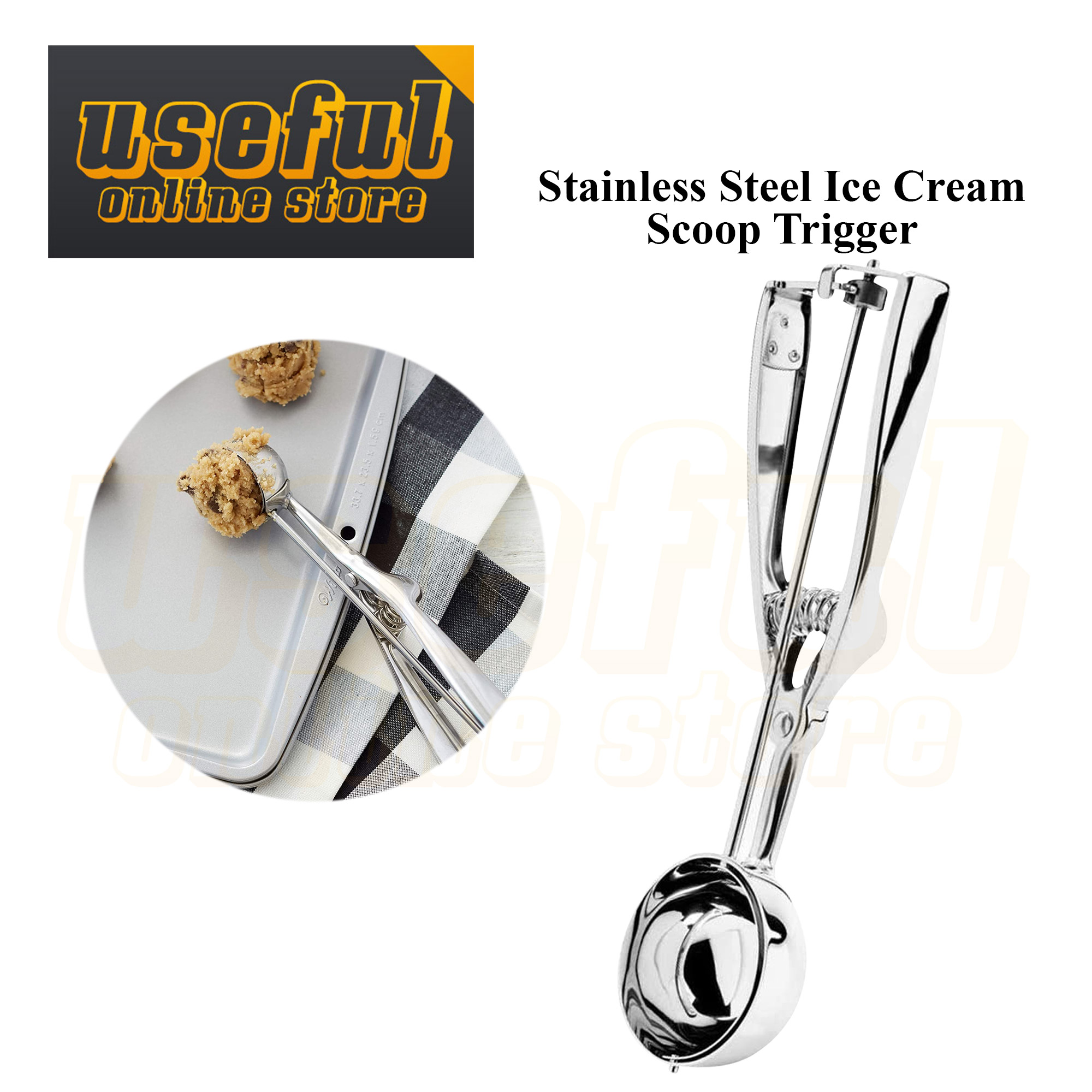 Ice Cream Scoop, Stainless Steel Ice Cream Scooper With Trigger Release,  Large/medium/small Scooper For Baking, Kitchen Supplies - Temu