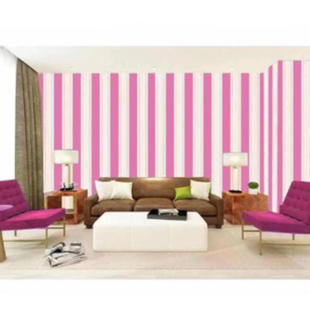 Celina Home Textile Pink Stripes Pvc Self Adhesive Waterproof Wallpaper Fabric Safety Home Decor Wall Covering For Living Room Bedroom Background Wall