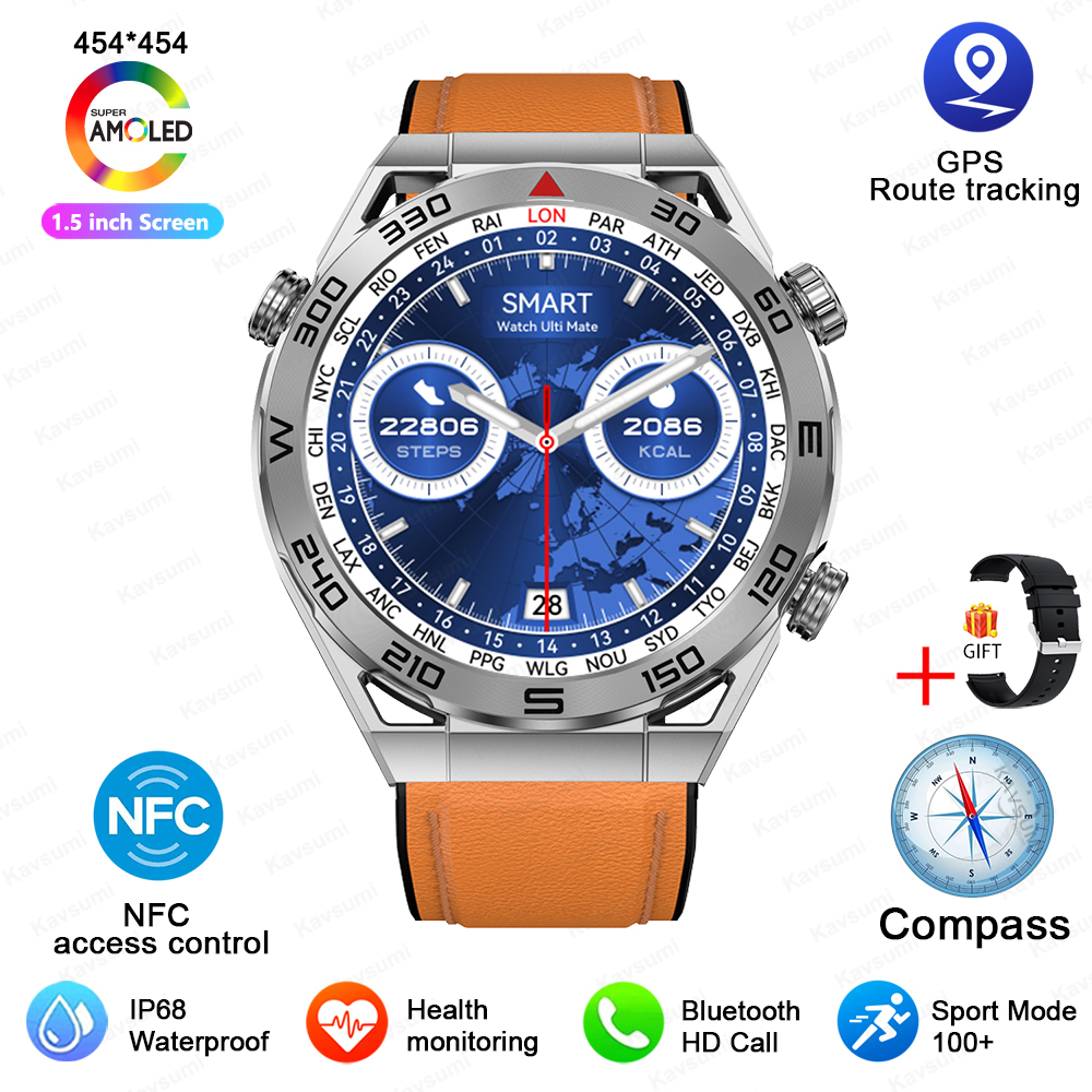 2023 New NFC Smart Watch Men Smart Bluetooth Call Sport GPS Track ...