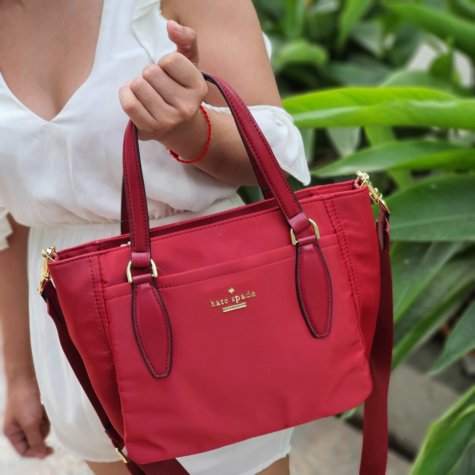 Kate Spade Basic Sam Small Tote Bag in Plain Dark Red Nylon - Women's Top  Handle Bag with Detachable Strap | Lazada PH
