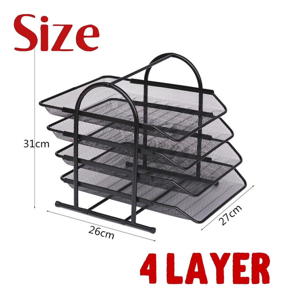 3 or 4 Tier Metal Mesh Trays Desk Filer Organizer Document Paper Office ...