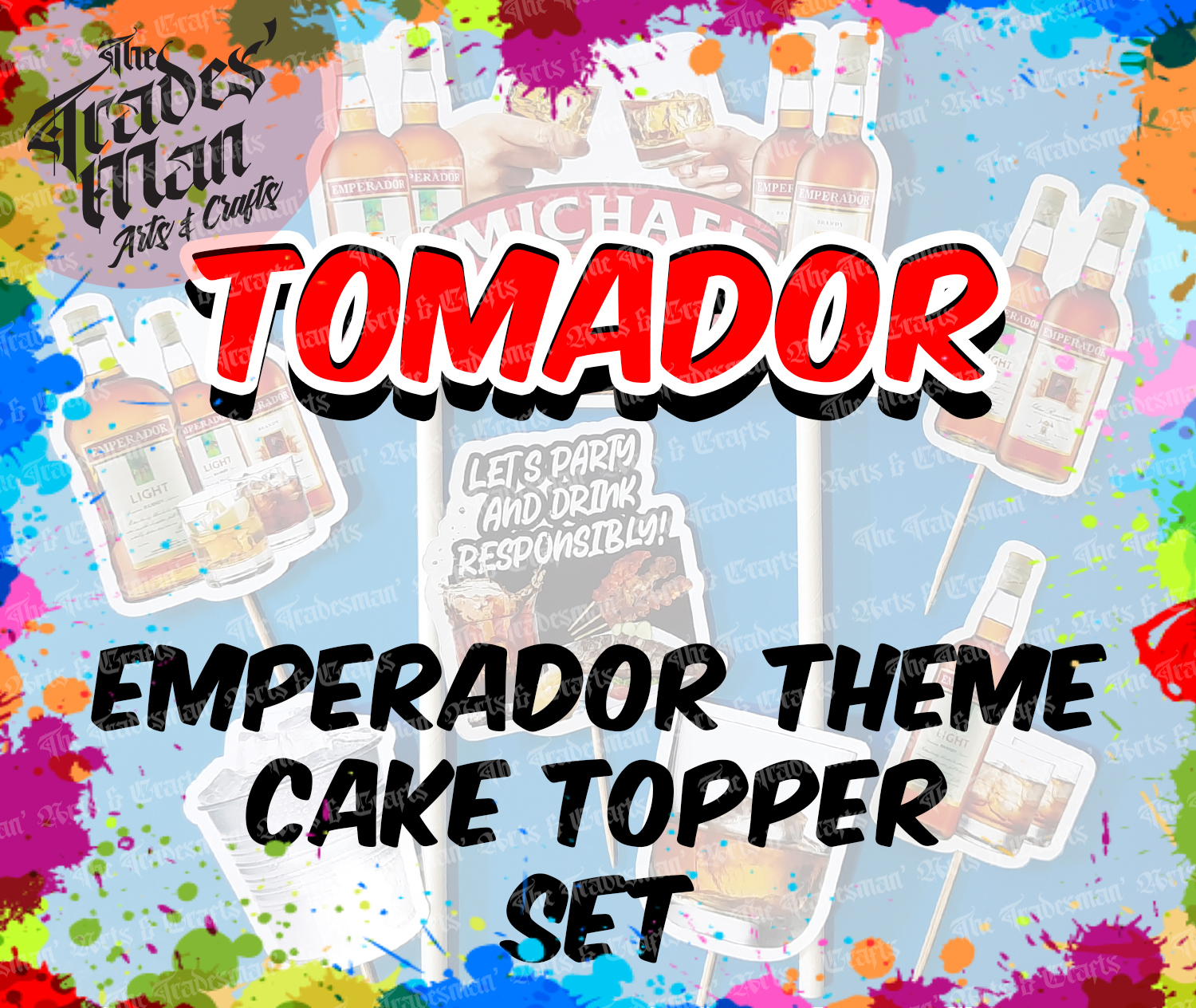 Tomador Emperador Theme Cake Topper Set Free Editable Personalized