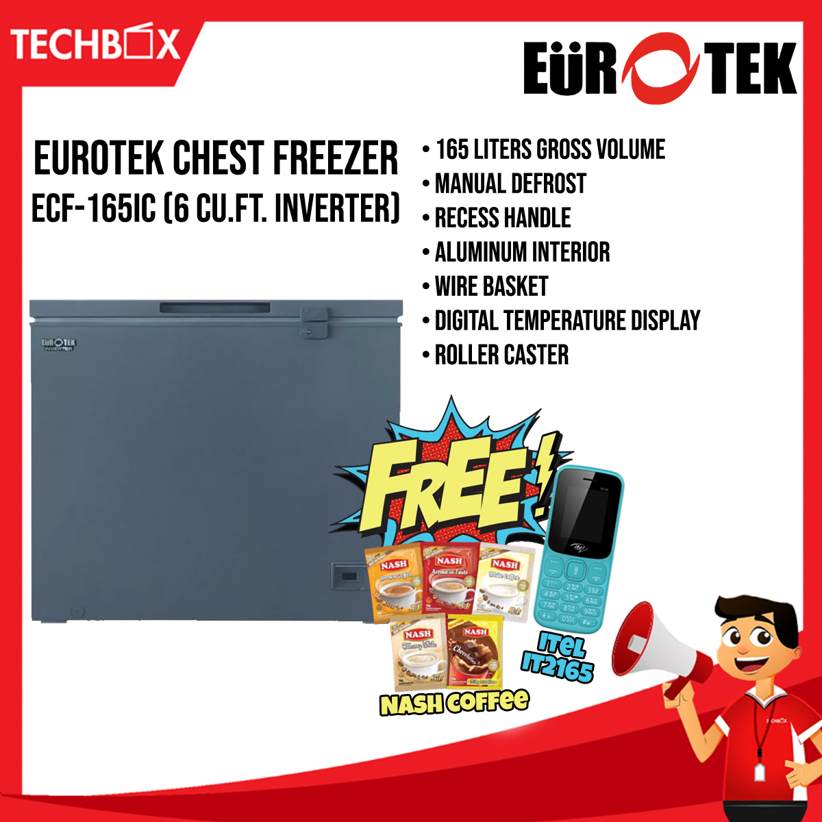 EUROTEK CHEST FREEZER ECF165IC (6 CU.FT. INVERTER) Lazada PH