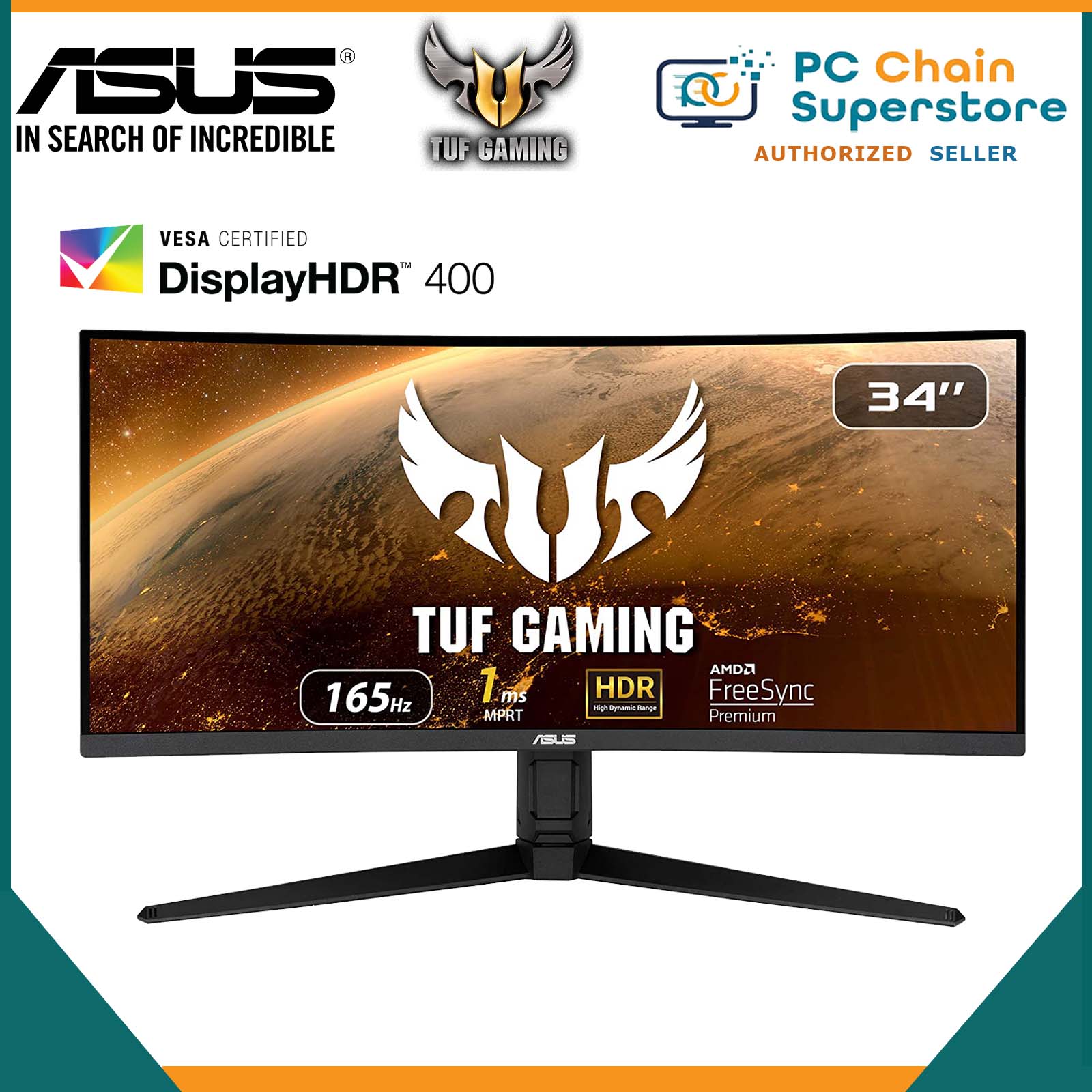 ASUS TUF Gaming VG34VQL1B Gaming Monitor – 34 inch WQHD (3440x1440 ...