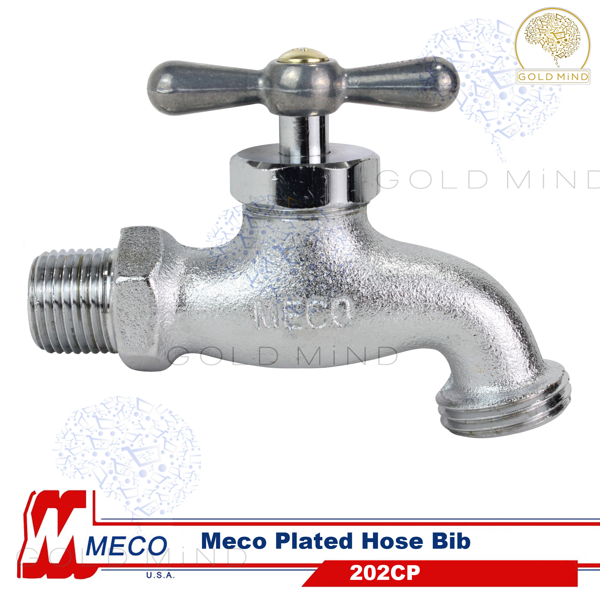 Meco Hose Bibb Chrome Plated 1/2" MultiPurpose Faucet Indoor Outdoor