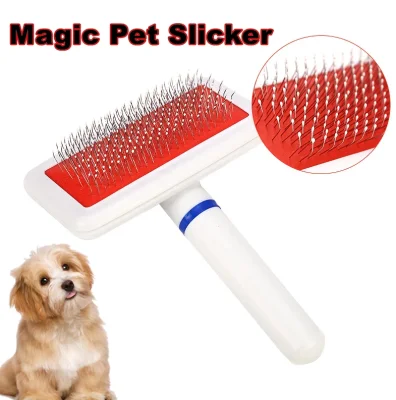 CM Pet Shedding Comb Brush Dog Cat Grooming Tool ​Self Cleaning Hair Slicker Brush Pet Flea Comb