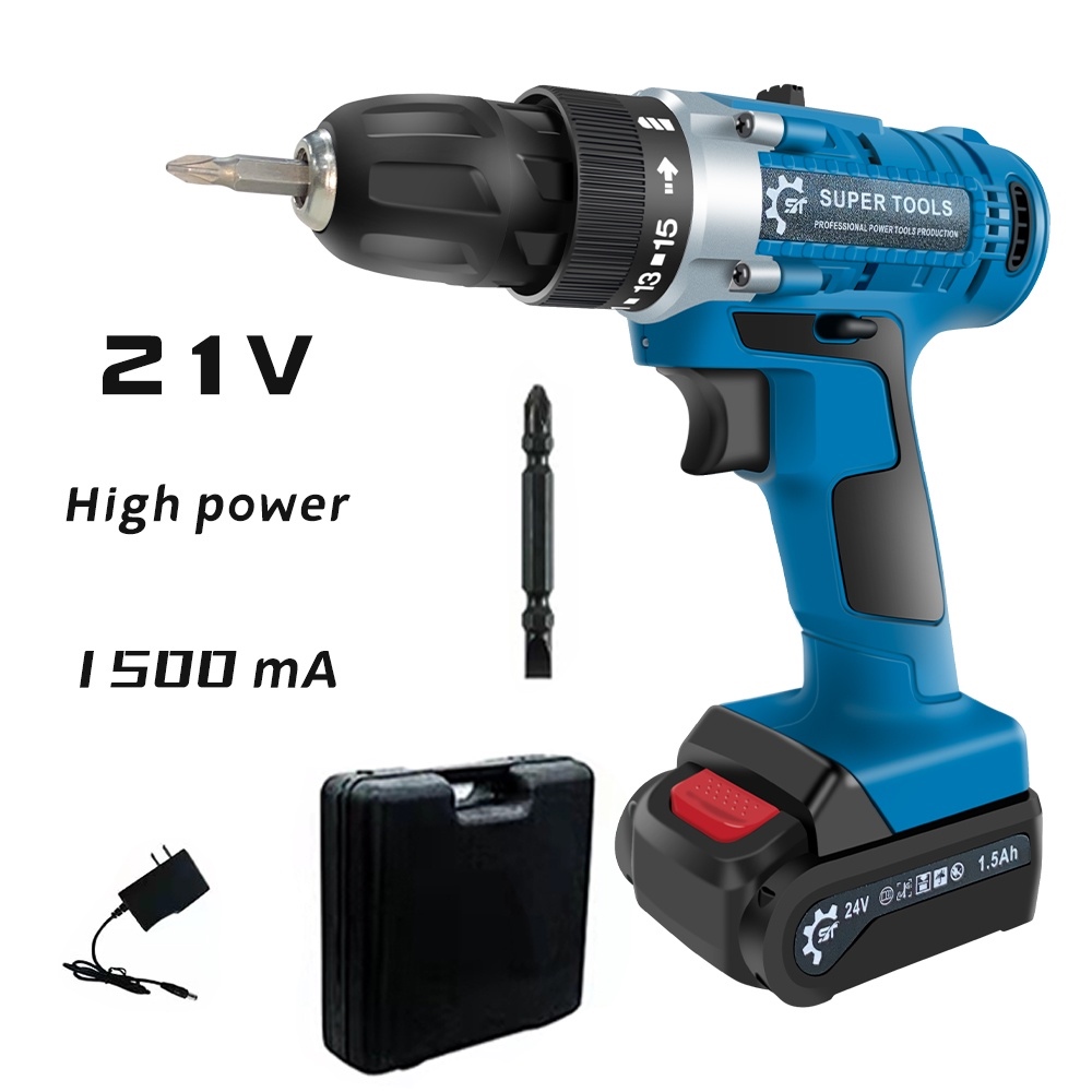 21V Portable Cordless Drill Lithium Battery Electric Drill Screw Driver