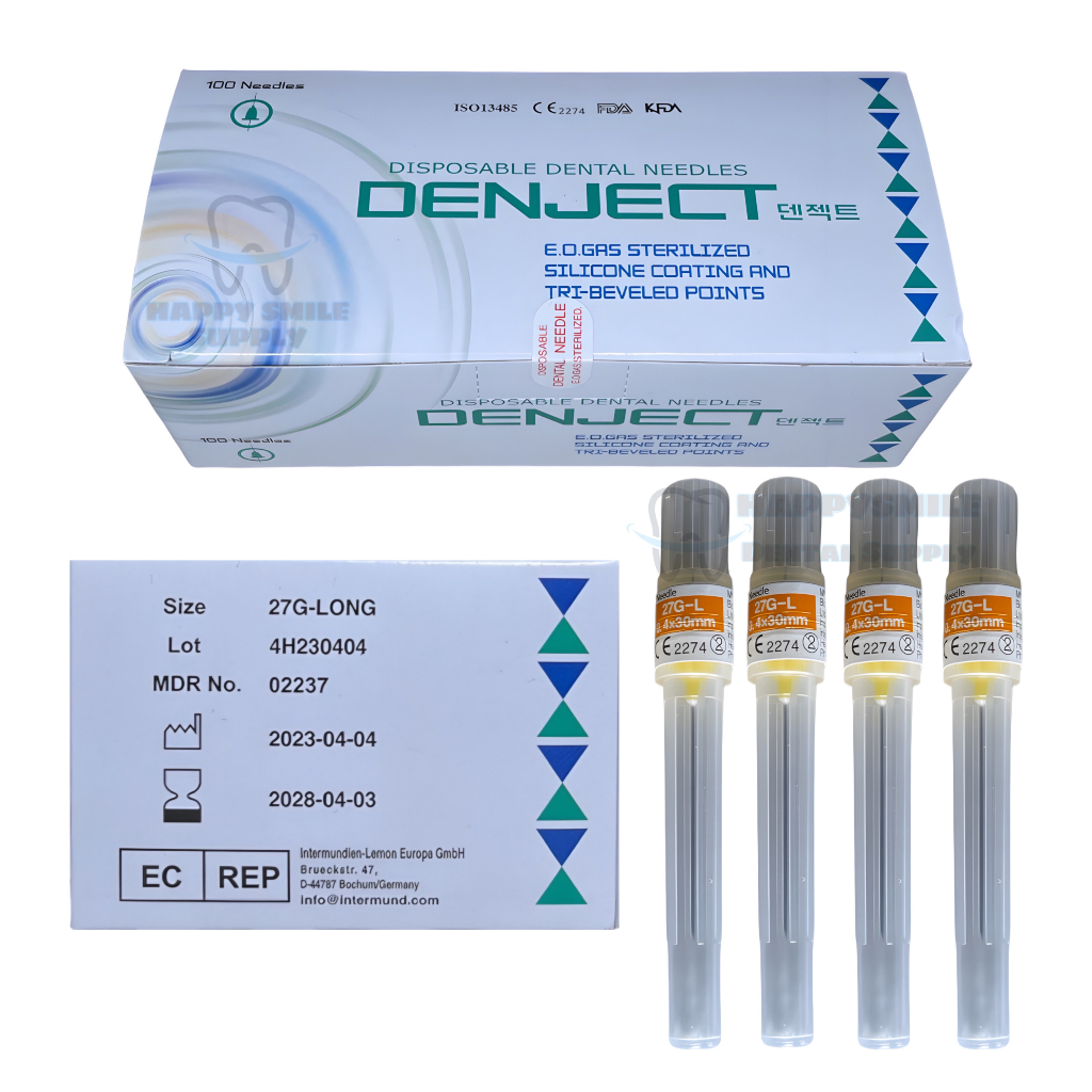 100pcs Denject Dental Needle Disposable Biodent Sterilized Gauge 27G