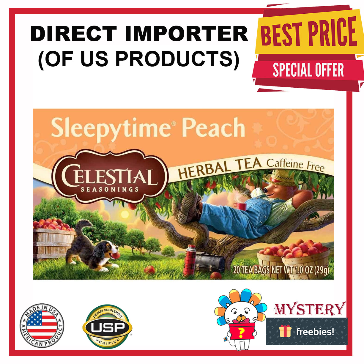 Celestial Seasonings Herbal Tea Sleepytime Peach 20 Tea Bags 1.1 oz