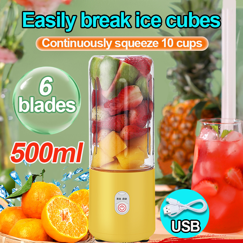 500ML Wireless Juicer Cup Portable Juice Blender Mini Ice Crusher