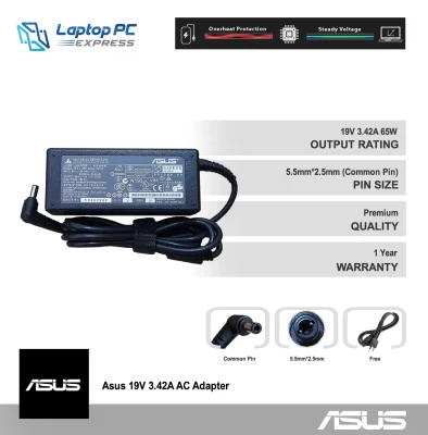 Asus Laptop notebook 19V 3.42A 5.5mm x 2.5mm Charger for Y483LD, X455LD X455LF X455LJ X550CC X550L X550LA X550LB X550LC X550ZA X551 X551C X551CA X551M X551MA X551MAV X552 X552C X552CA X552CL X552E X552EA X552EP X552L X552LA X554L X554LA X554UJ X555L X555