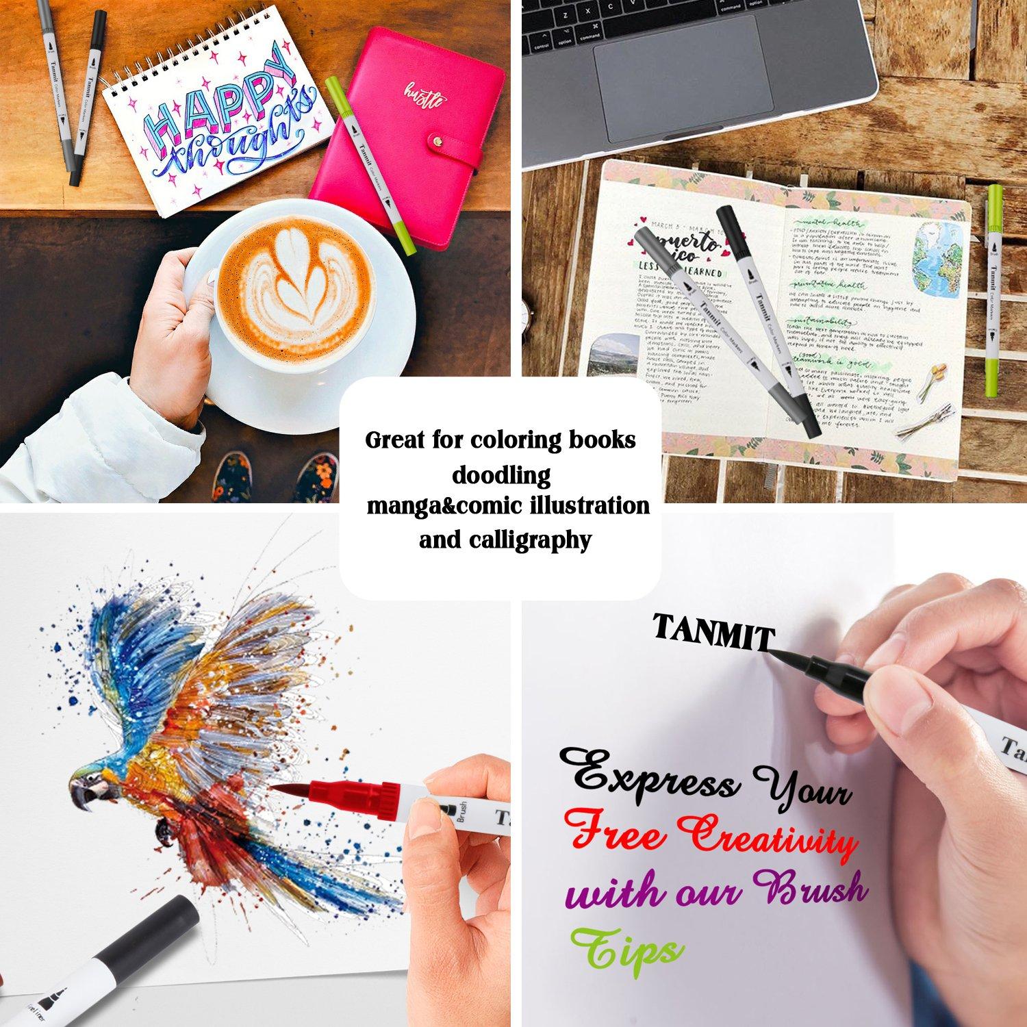 Buy Tanmit Dual Tips Art Markers, Permanent Marker Highlighter Pens with  Case for Adult Coloring Drawing Sketching Highlighting and Underlining  (2018 Model) Online at desertcartKUWAIT