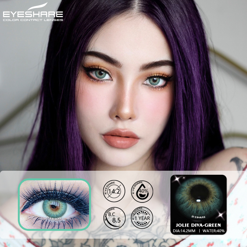 COD EYESHARE Mata Normal QUEEN, Lensa Kontak Warna Alami Grey Zamrud
