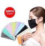 Face Mask Face Mouth Mask 3 Layer Protective Disposable Non-woven Black Color Printing Series Mask