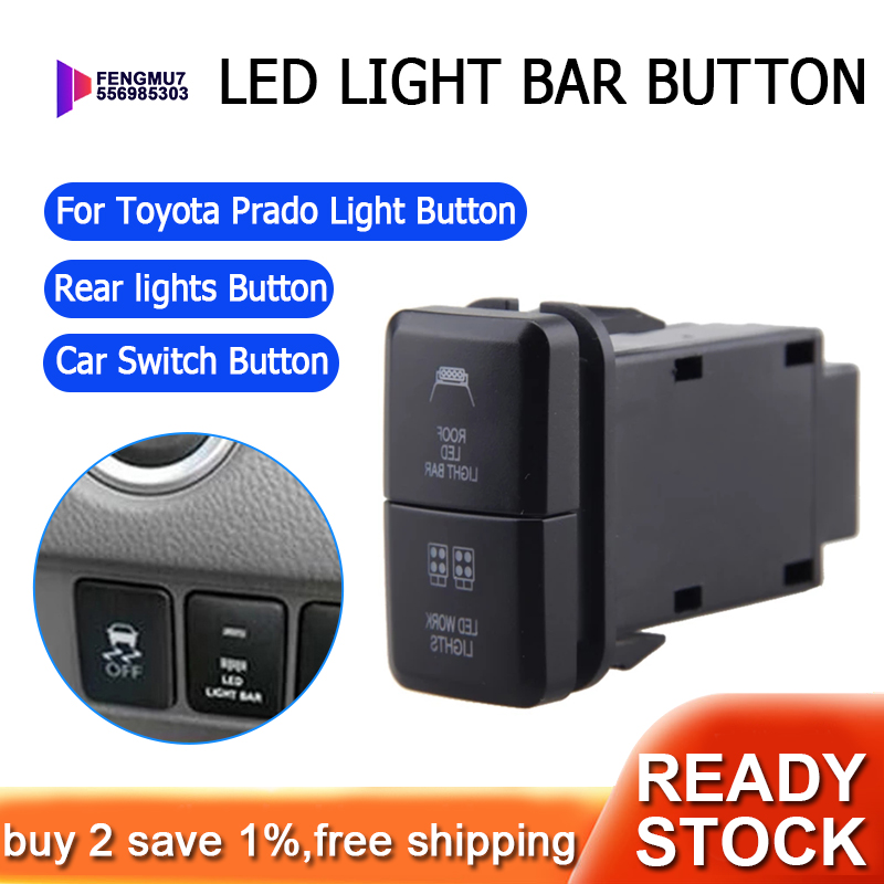 Deanniu 33x22mm Blue LED On-Off Push Switch For Toyota Landcruiser Mitsubishi Triton