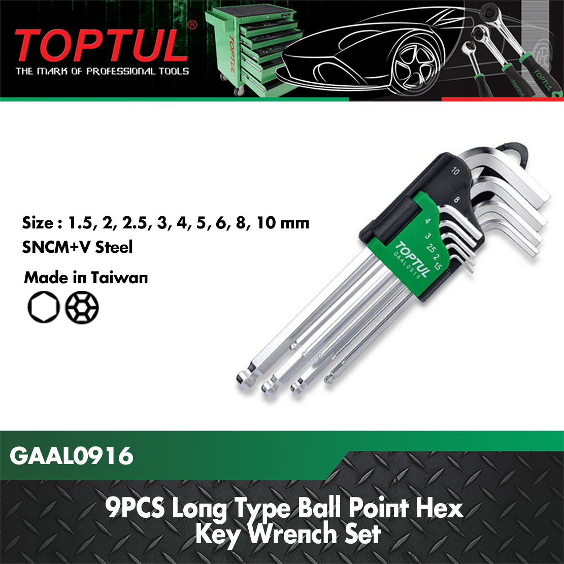 Hex Key Wrench Set, Ball Point Type, Long Pattern, 10pcs/Set– Shopataos