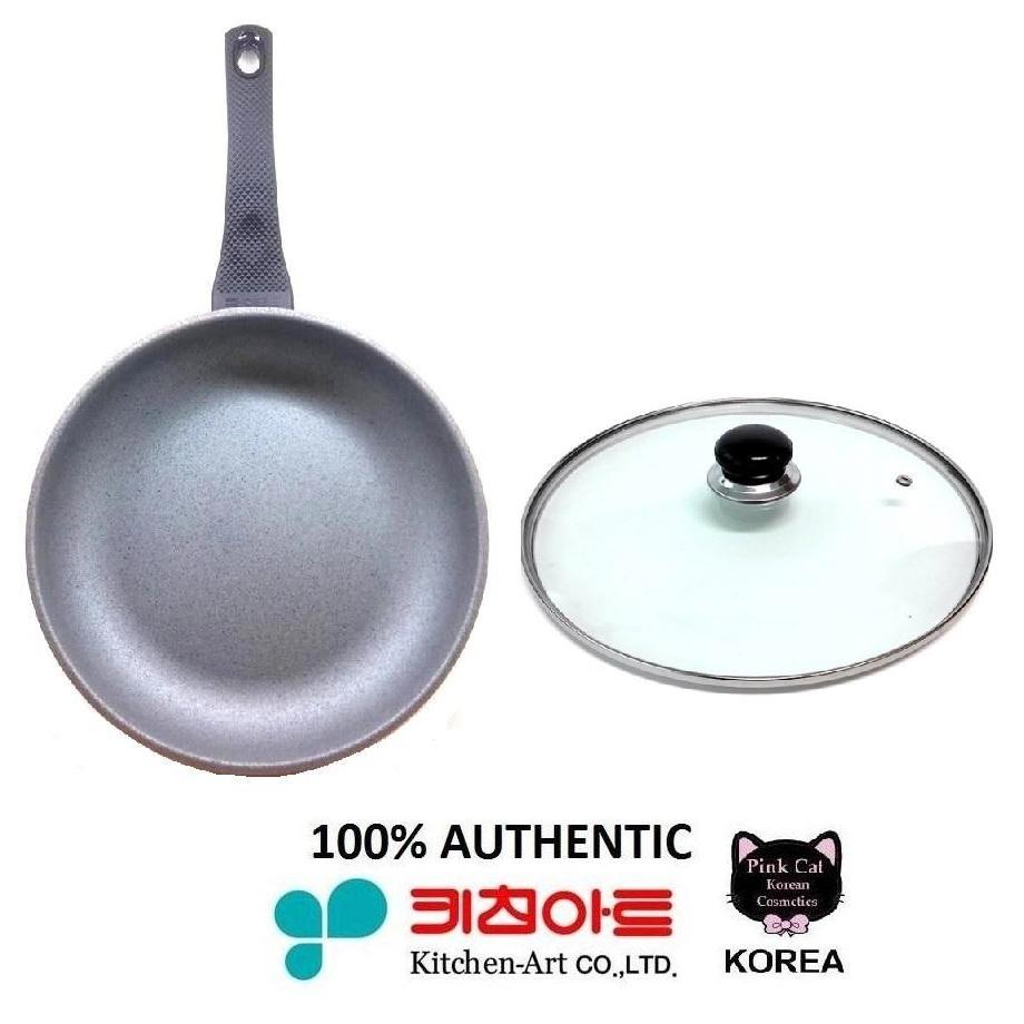 Made in Korea KITCHEN ART Stone Coating Frying Pan 28cm With Glass Lid