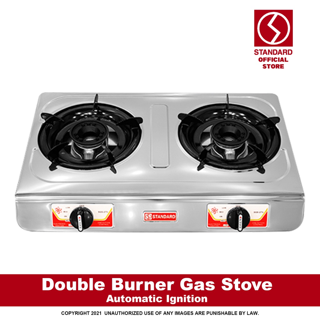 Standard Gas Stove Double Burner LPG Stove Stainless Steel (Slim Type