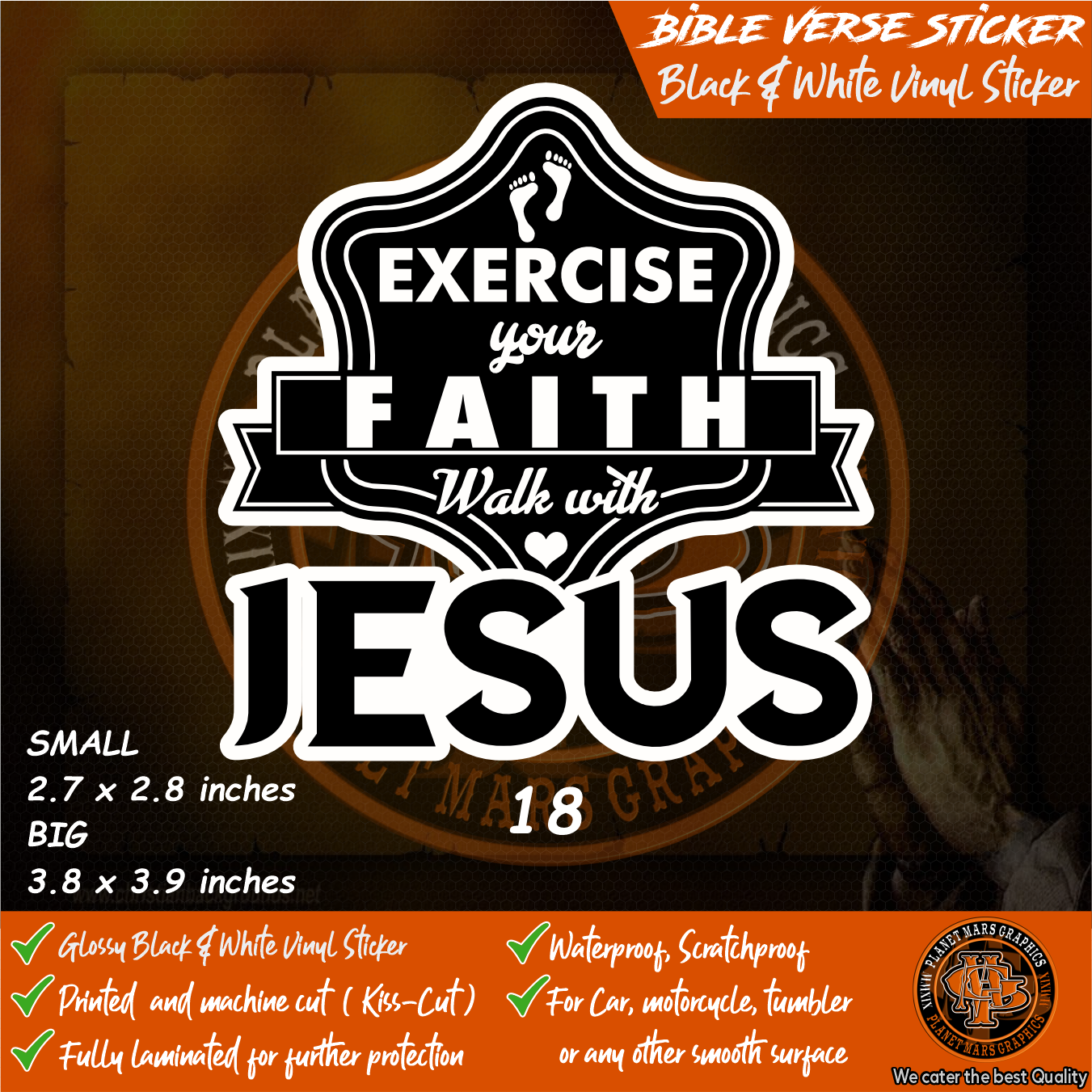 BIBLE VERSE RELIGIOUS CHRISTIAN STICKER DECAL Waterproof Laminated ...