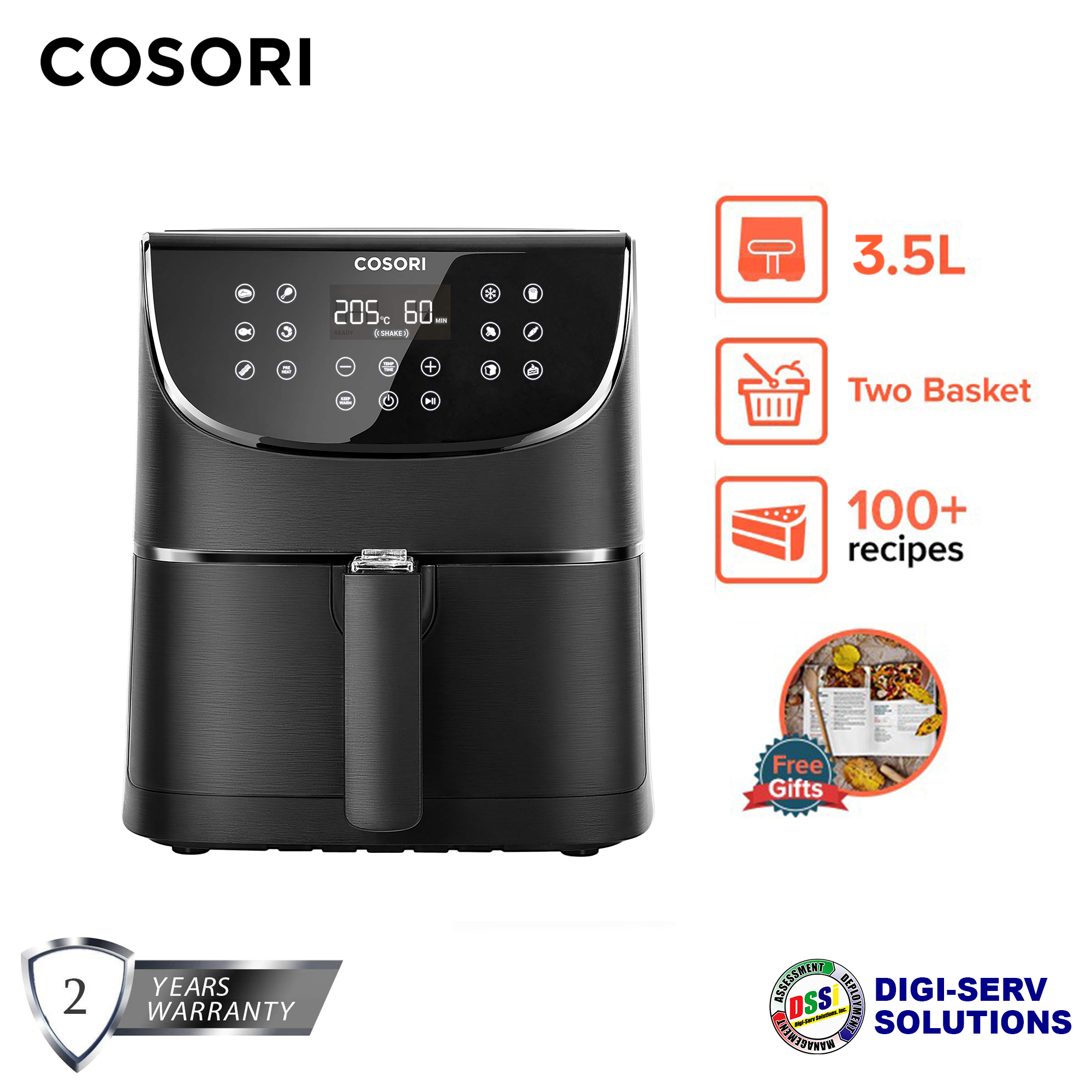 Cosori 3.5L Pro Air Fryer (Black) (CP137AF) 1500W AC 220240V, 75205