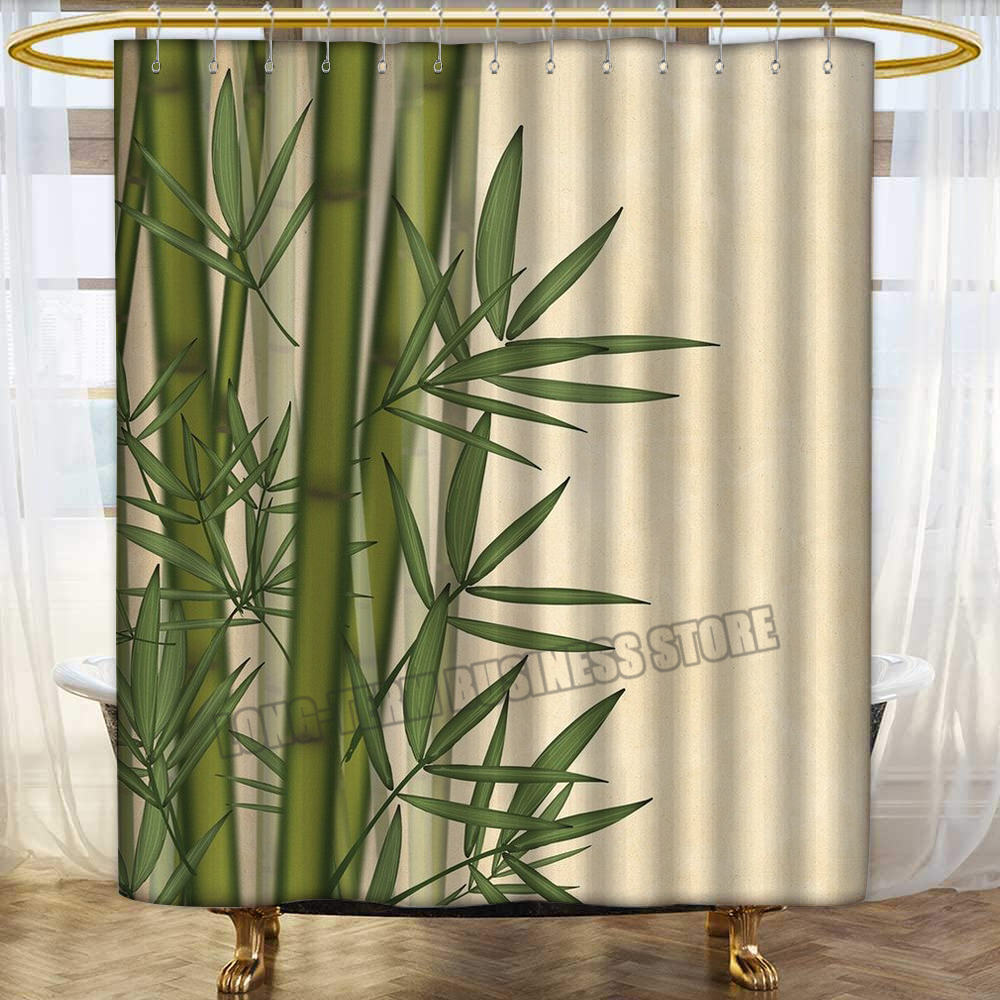 Bamboo Forest Waterfall 3D Shower Curtain Polyester Bathroom Decor  Waterproof 