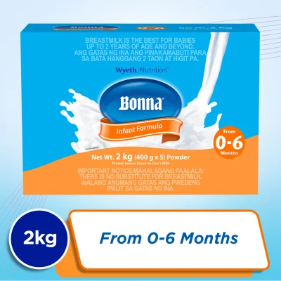 Wyeth® BONNA® Stage 1 Infant Formula for 0 to 6 months, Sachet in Box, 2kg (400g x 5)