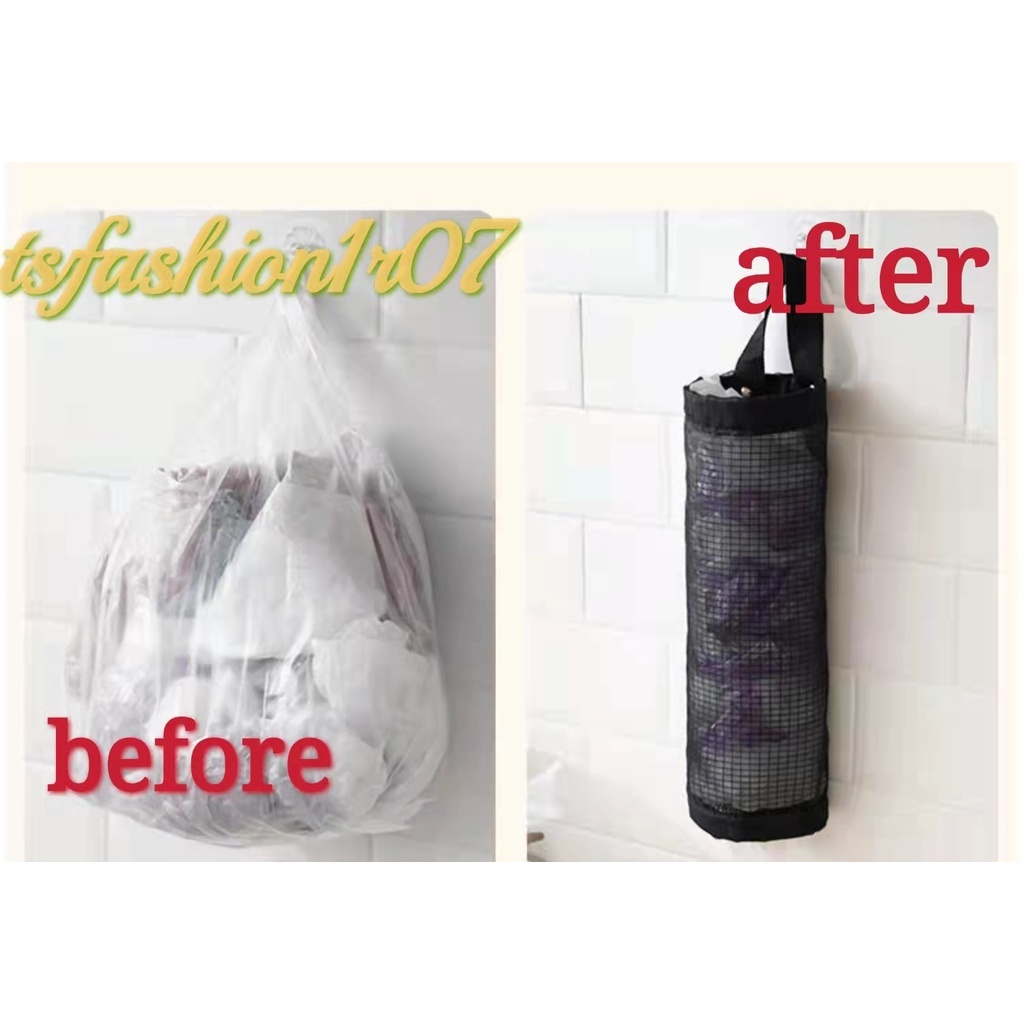 TS Kitchen Plastic Mesh Dispenser Organizer Trash Bags Holder Trash Bag