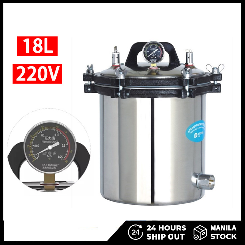 18L Stainless Steel High Pressure Steam Autoclave Sterilizer 220V