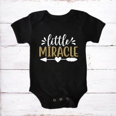 LITTLE MIRACLE Newborn Baby Infant Unisex Short Sleeve Statement Cotton Basic One Piece Bodysuit Onesie