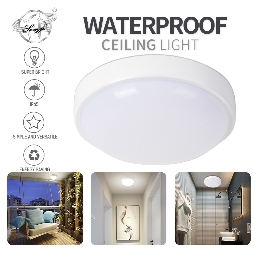 Sunyfa Led Ceiling Lamp Bathroom Ceiling Light 100-265V Surface Mounted Waterproof Light 16W/20W Indoor Outdoor Corridor Lights