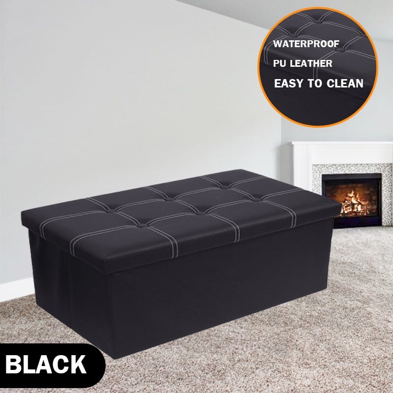 55L 110L Rectangular Square Storage Box Stool Sofa Folding Box Bench Chair Organizer 38/76*38