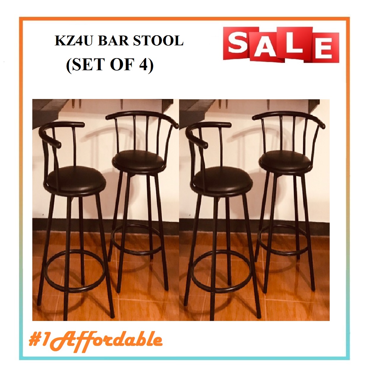 KZ4U BAR STOOL BLACK (SET OF 4PCS) Lazada PH