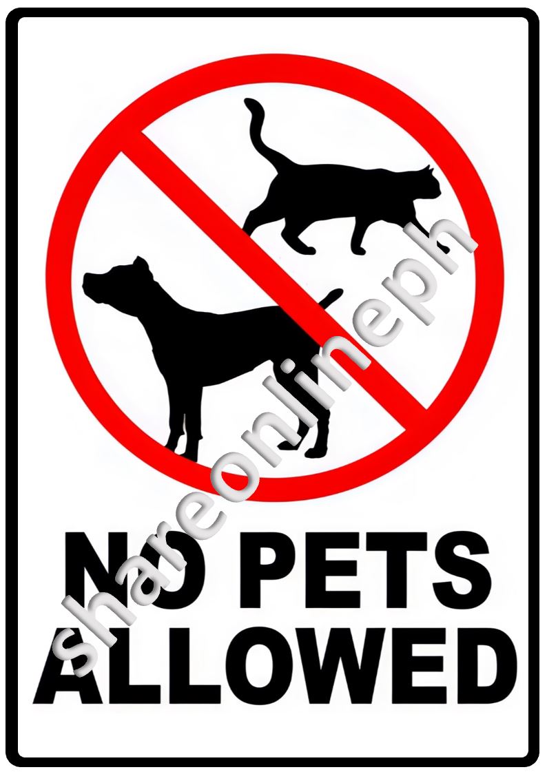 No Pets Allowed Laminated Signages Sticker Signages PVC Signboards ...