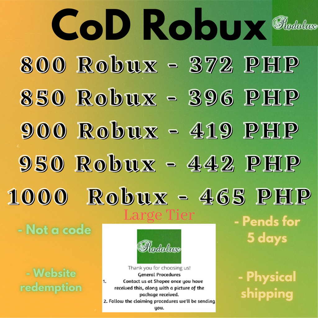 Robux Robux Robux Shop Robux Robux Robux With Great Discounts And Prices Online Lazada Philippines - how much does 1000 robux cost