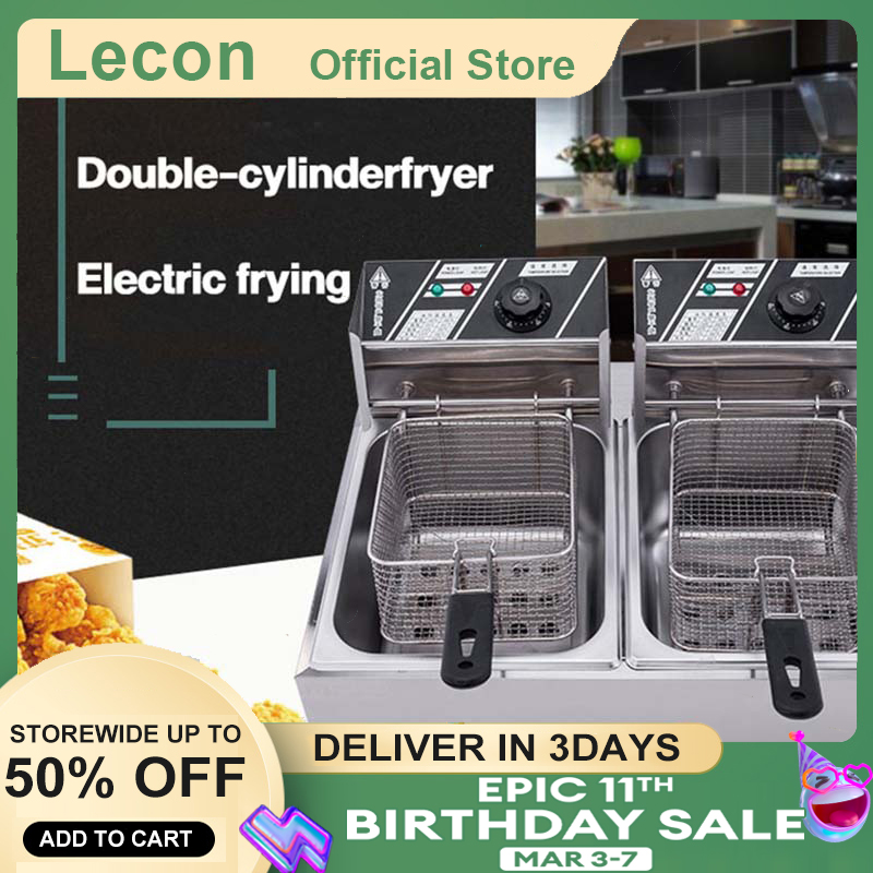 Lecon Electric deep fryers, 2 fryers,10 10 liter deep fryers, deep