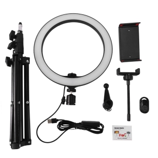 26cm 10 inch led ring light 3 colors 10 levels dimmable 3200-5600k color temperature with tripods phone and tablet holders for live stream makeup portrait youtube video lighting 2