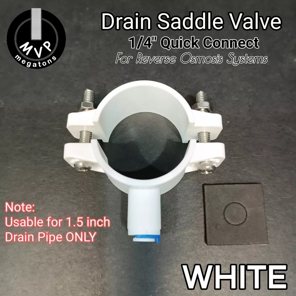 Drain Saddle Valve 1/4" OD Quick Connect for 1.5 Inch Sink Pipeline RO Waste Water Discharge