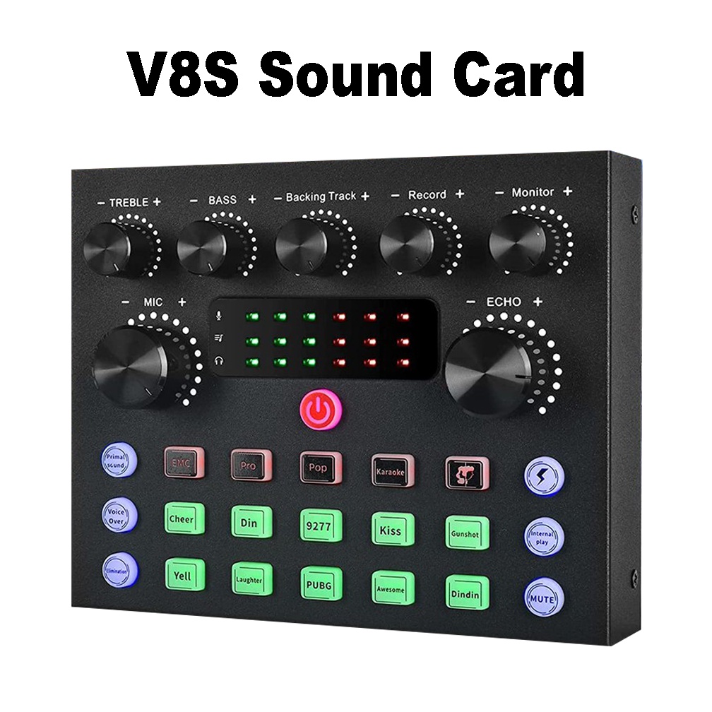 V8V8SF998 Sound Card Audio Mixer USB External Sound Card Headset