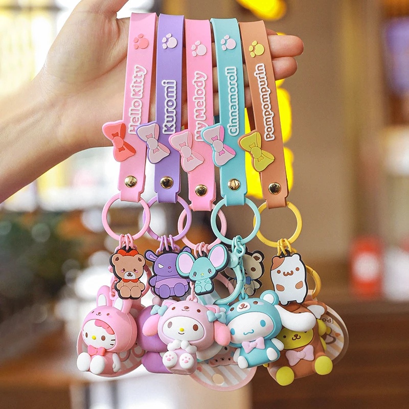 Sanrio portachiavi Kuromi Hello Kitty Anime Melody Key Buckle For School  Bag Zaino Mobile Pendant Girls Regali Kawaii Toys