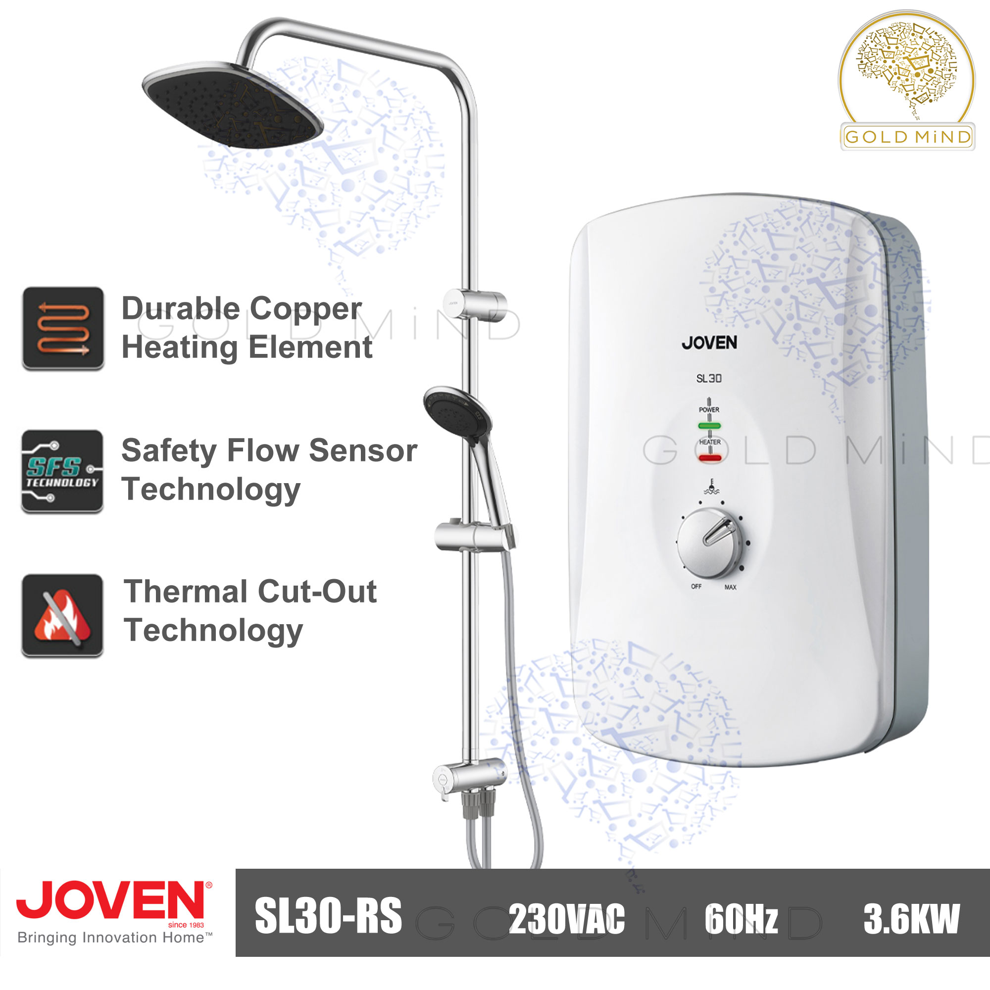 Joven Instant Hot Shower Heater Single Point w/ Rain Shower and Telephone  Head (3.3KW-3.6KW) | Lazada PH