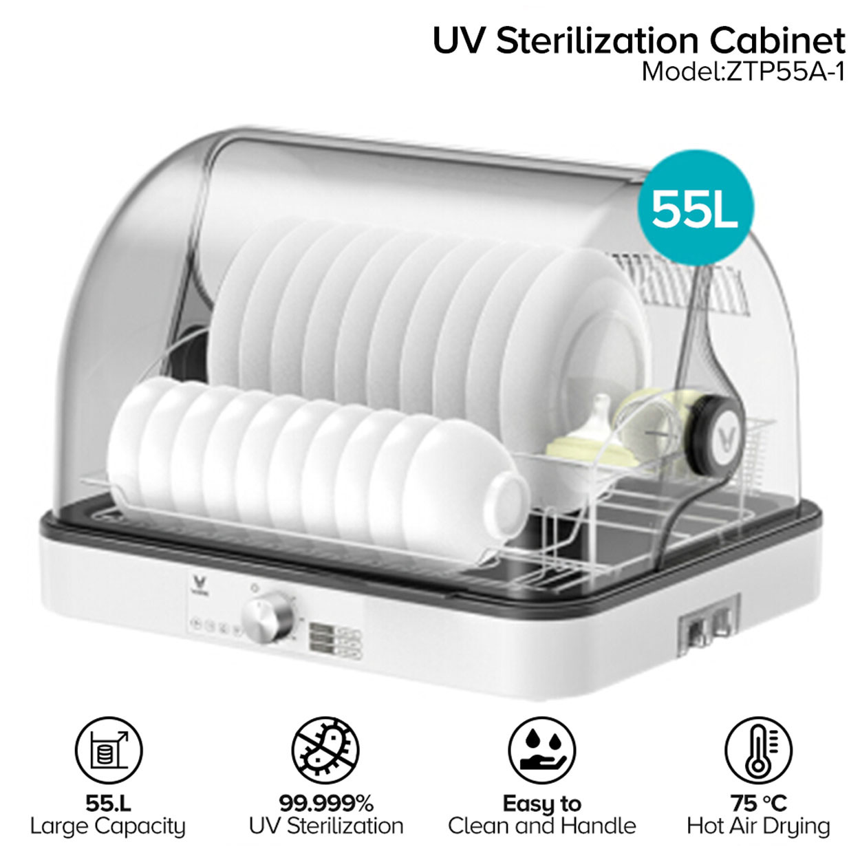 VIOMI UV Sterilization Cabinet Hot Air Circulation Drying 55L Large ...