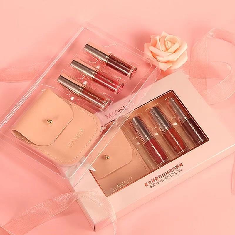 NEW 2021 MANSLY Makeup Set Soft Matte Velvet Lip Gloss Waterproof and