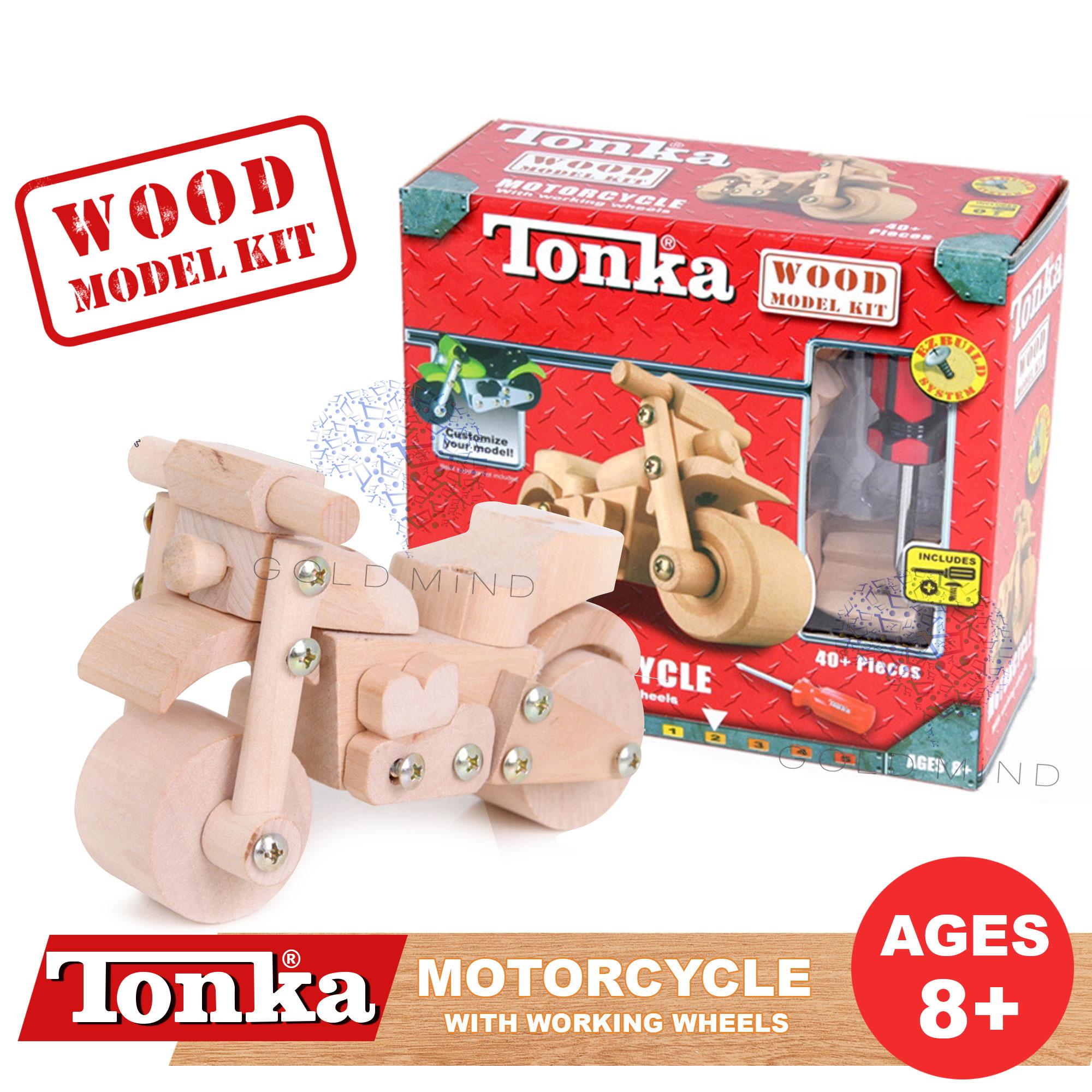 Tonka Wood Model Kit (Motorcycle with working wheels) Gold Mind