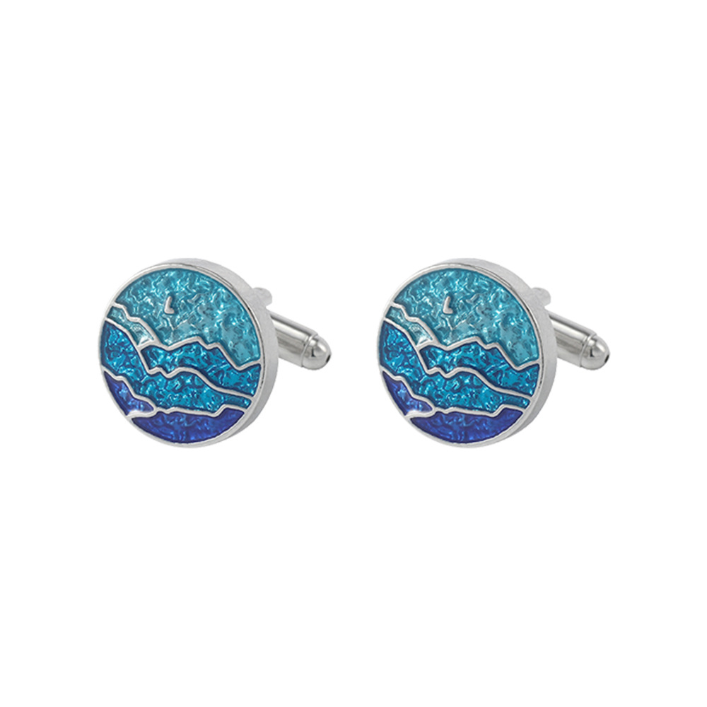 Blue Themed New Product, Simple Men's Metal Cufflinks, High-end Alloy Drip Oil Square Circular Shirt Buttons