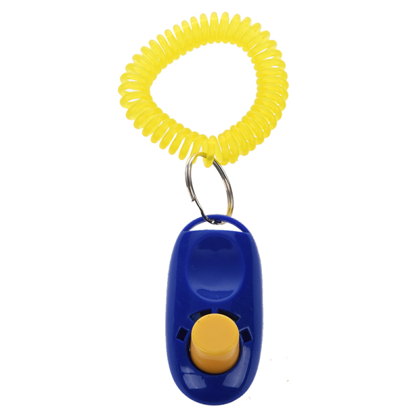 pet dog puppy training clicker with wrist strappy (blue)