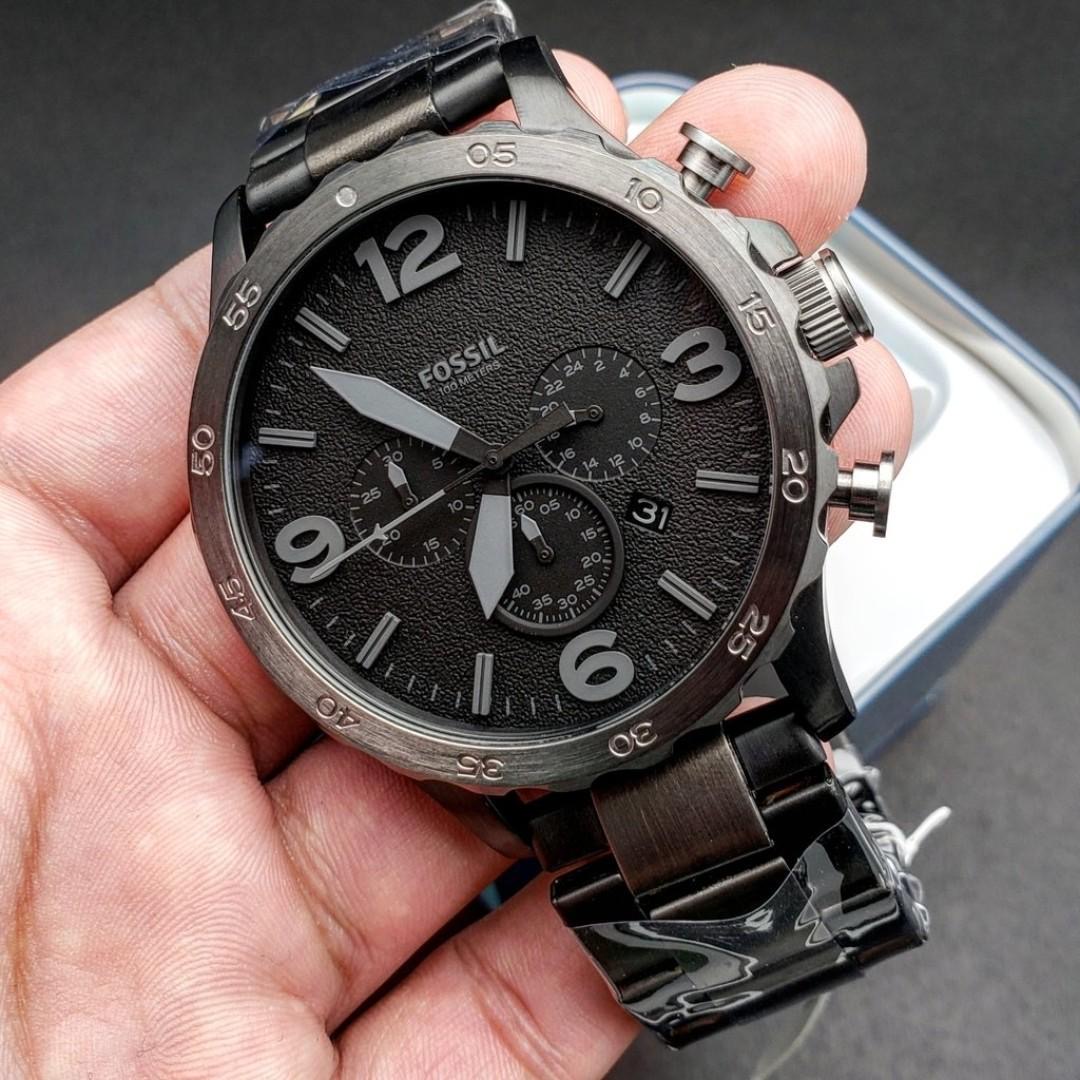 FOSSIL Nate Black Dial Men's Two-Tone 