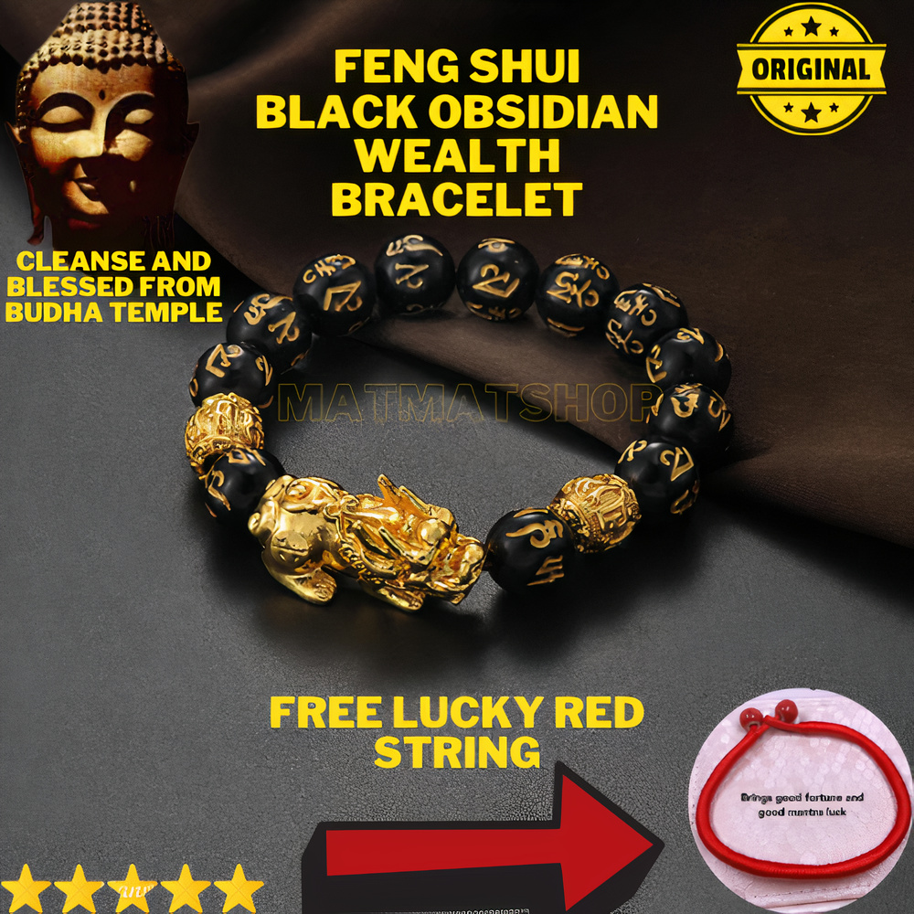 New Pixiu Feng Shui Black Obsidian Wealth Bracelet Necklace - Temu